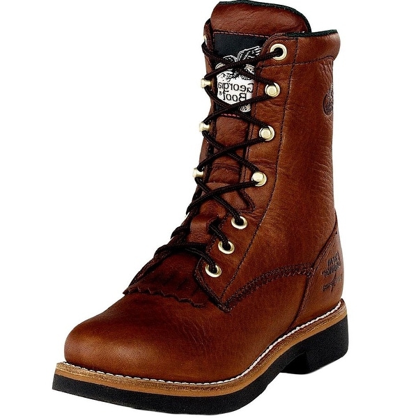 Georgia Boot Work Mens 8" Farm N Ranch Lacer Barracuda Walnut