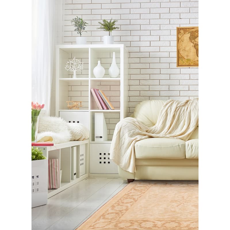 ECARPETGALLERY Hand-knotted Peshawar Oushak Ivory Wool Rug - 6'0 x 8'11