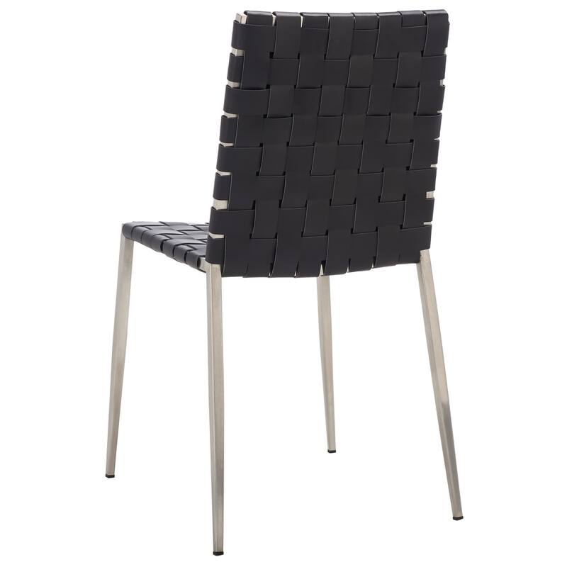 SAFAVIEH Monnie Woven Leather Dining Chair (Set of 2) - 15.8" W x 19.8" L x 33.5" H - 16Wx20Dx34H