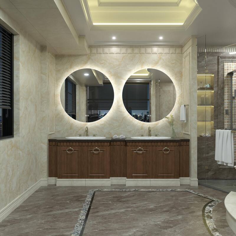 KIOTEE Round Backlit LED Lighted Anti-Fog Bathroom Vanity Mirror with ETL and 3-Year Warranty