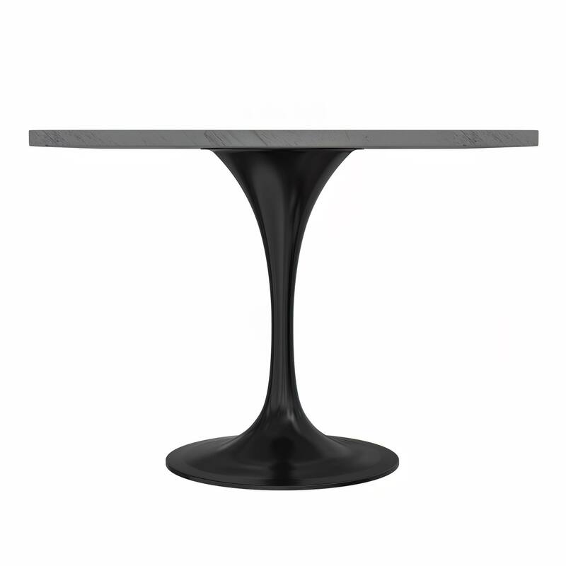 LeisureMod Verve Square Dining Table with Resin Top and Black Steel Base for Kitchen and Dining Room