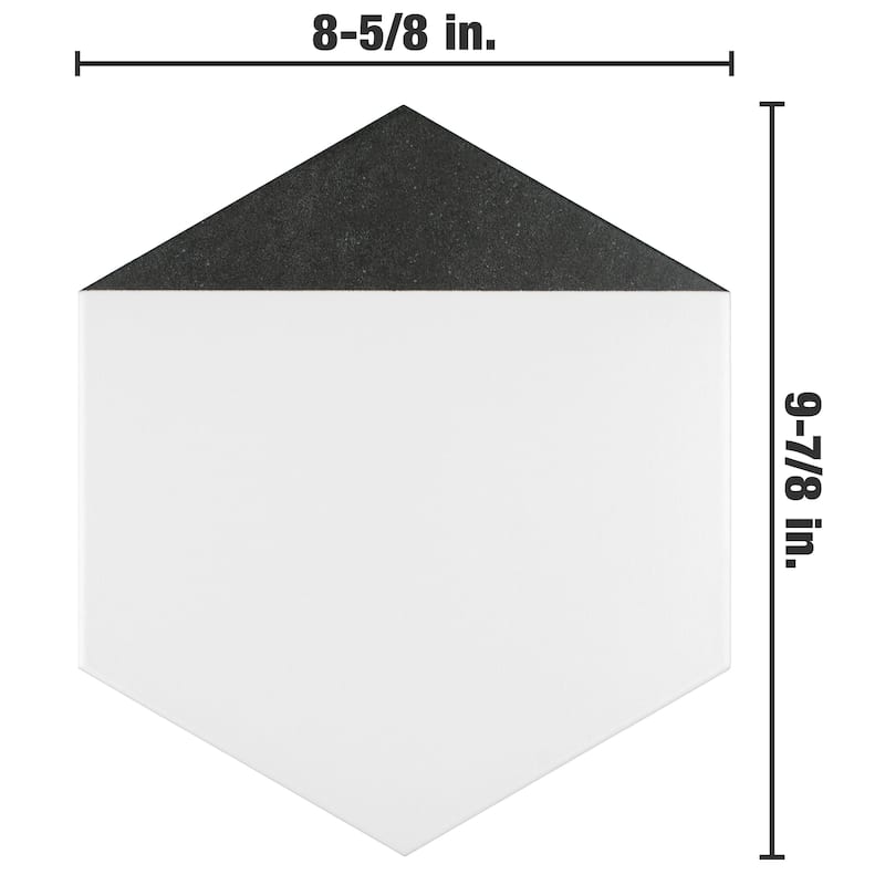 Merola Tile Peak Hex Nero 8-5/8" x 9-7/8" Porcelain Floor and Wall Tile