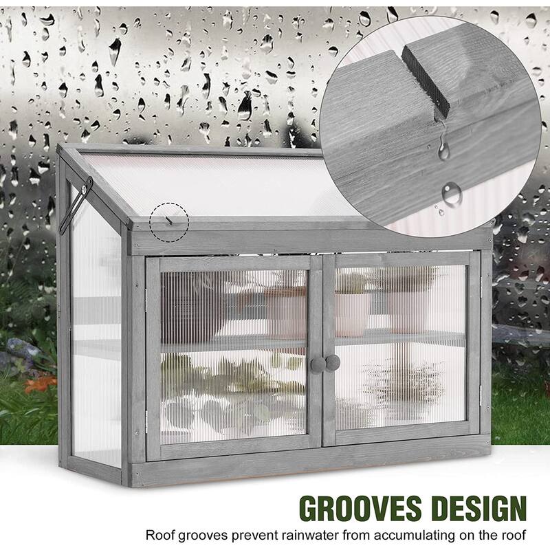 MCombo 2-Tier Cold Frame Greenhouse, Solid Wood 0160