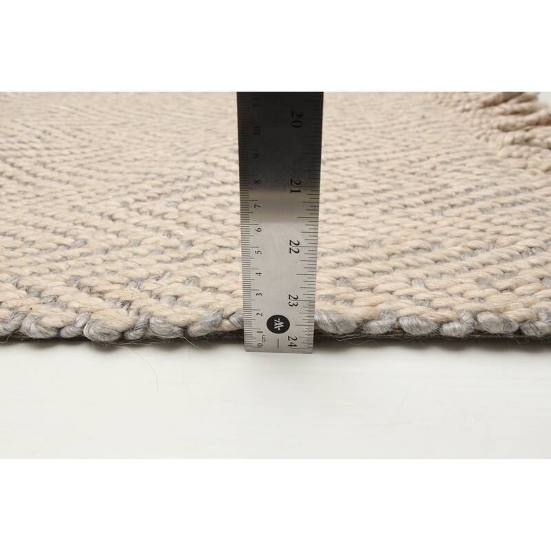 ECARPETGALLERY Braid weave Sienna Beige Wool Rug - 5'3 x 7'7