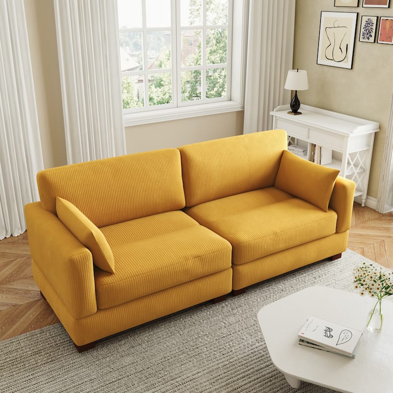 Corduroy Upholstered Modular Sectional Sofa for Living Room