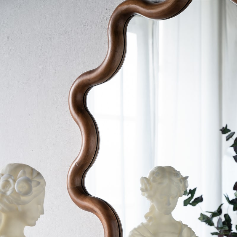 Wooden Accent Wall Mirror with Unique Frame