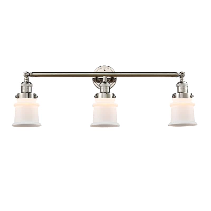 Innovations Lighting Canton - 3 Light 30" Bath Vanity Light - Polished Nickel/Matte White