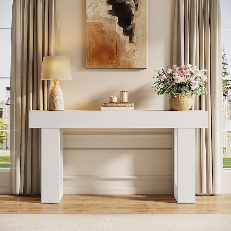 Farmhouse Console Table, 63-Inch Long Narrow Sofa Table Behind The Couch
