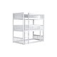 preview thumbnail 11 of 11, White Twin Size Triple Bunk Bed for Kids Bedroom, Rubber Wood Detachable Bunk Floor Bed Frame with Ladders & Guardrails