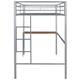 Twin Metal Bed Frame w/ Desk, Ladder & Guardrails Loft Bed for Bedroom ...