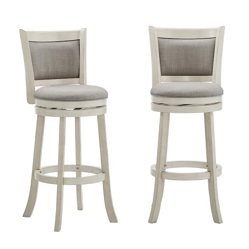 Rovinj Upholstered Back Swivel Stool - Antique White-Grey