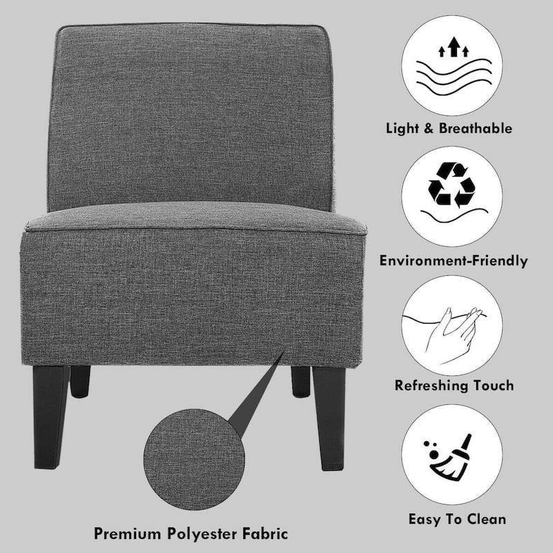 Contemporary Decor Solid Armless Accent Chair-Gray - 24"(L) x 29"(W) x 33"(H)
