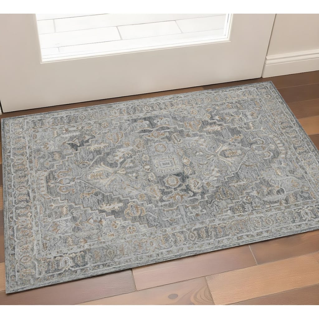 HomeRoots Oriental Transitional Rectangle Area Rug - 36.00 in. x 24.00 in. x 0.45 in.