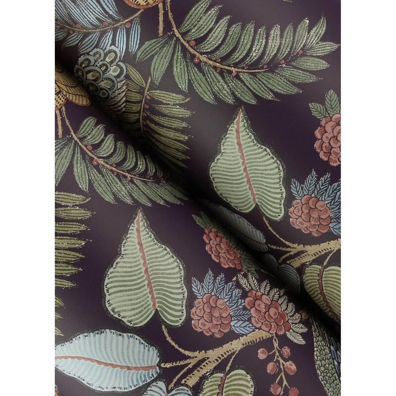 Chris Loves Julia x A-Street Prints Geneva Plum Peacock Paradise Wallpaper