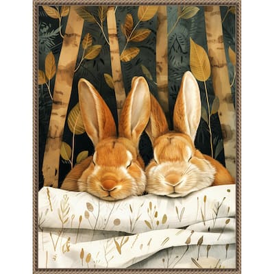 Sleepy Bunny Forest by Justyna Jaszke Framed Canvas Wall Art