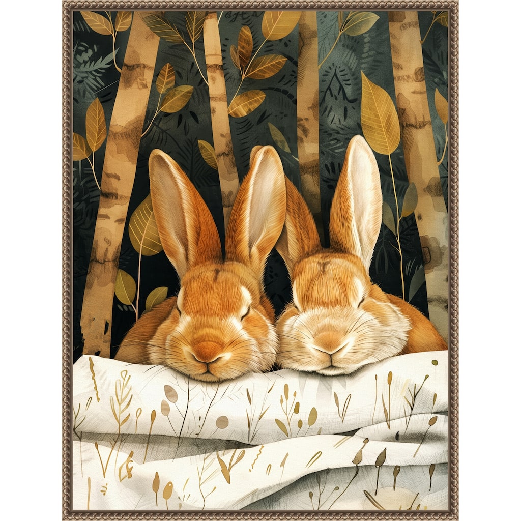 Sleepy Bunny Forest by Justyna Jaszke Framed Canvas Wall Art