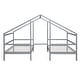 preview thumbnail 11 of 9, Double Twin Size Triangular House Beds, Wood Frame Shared Two Twin Beds with Built-In Table for Kids Teens