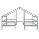 preview thumbnail 11 of 9, Double Twin Size Triangular House Kids Beds Frame with Built-in Table for Shared Space, Solid Pine Construction, Grey
