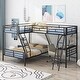 preview thumbnail 2 of 15, Twin Over Full Bunk Bed with Attached Twin Loft Bed and Desk, Sturdy Metal Frame, Guardrails and Built-in Ladder, Black