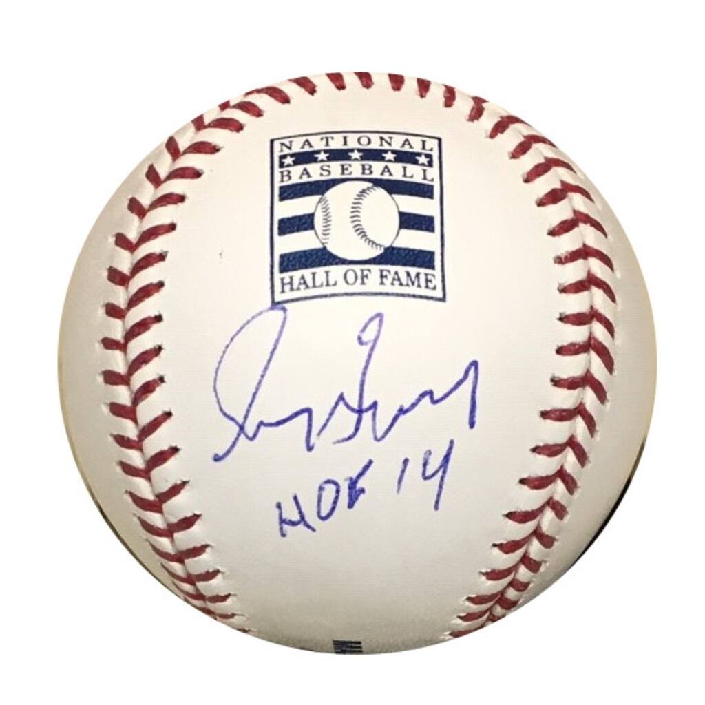 Greg Maddux Autographed Hall of Fame HOF Logo Signed Baseball JSA With UV Display Case - 8'6" x 11'6"