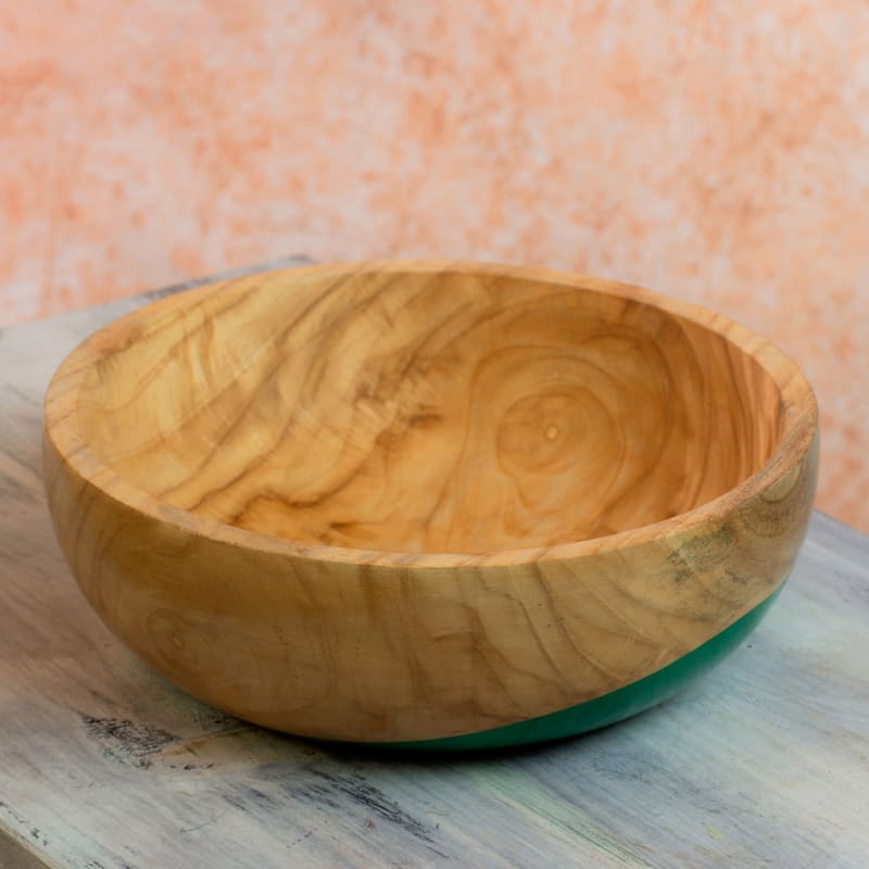 Novica Handmade Spicy Green Wood Bowl (Large)