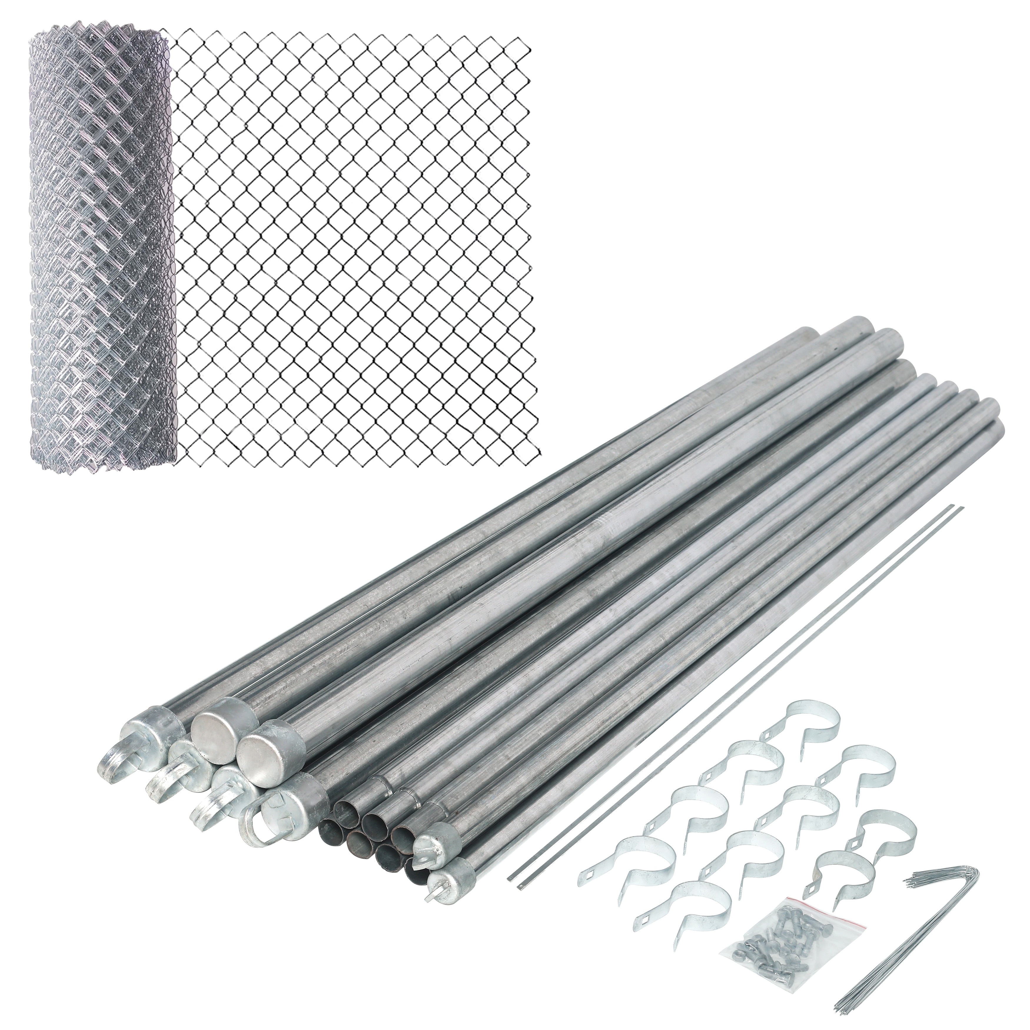 ALEKO Galvanized Steel 4 X 50 Feet Complete Kit Chain Link Fence 11.5 AWG