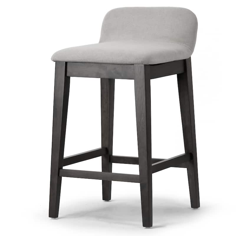 Set of 2 Atia Black Rubberwood Stool with Low Back Fabric Seat