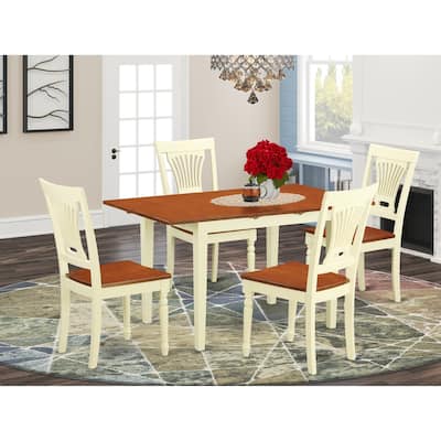 HomeStock 5-Pc Buttermilk and Cherry Solid Wood Top - Dining Room Set - Seats 4