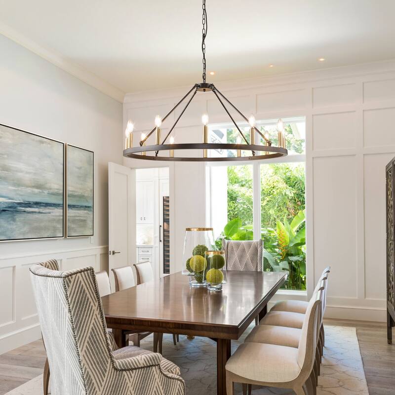 6/12-Light Wagon Wheel Farmhouse Chandelier