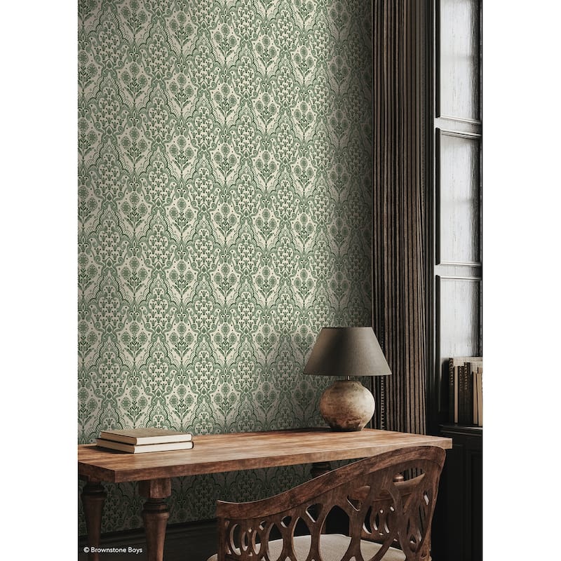 NuWallpaper Brownstone Boys Brownstone Blooms Forest Peel and Stick Wallpaper - N/A