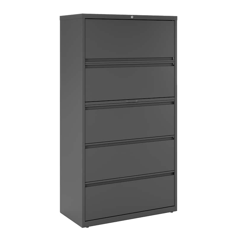 Hirsh 36-in Wide HL10000 Series 5 Drawer Lateral File Cabinet with Posting Shelf and Roll-Out Binder Storage, White
