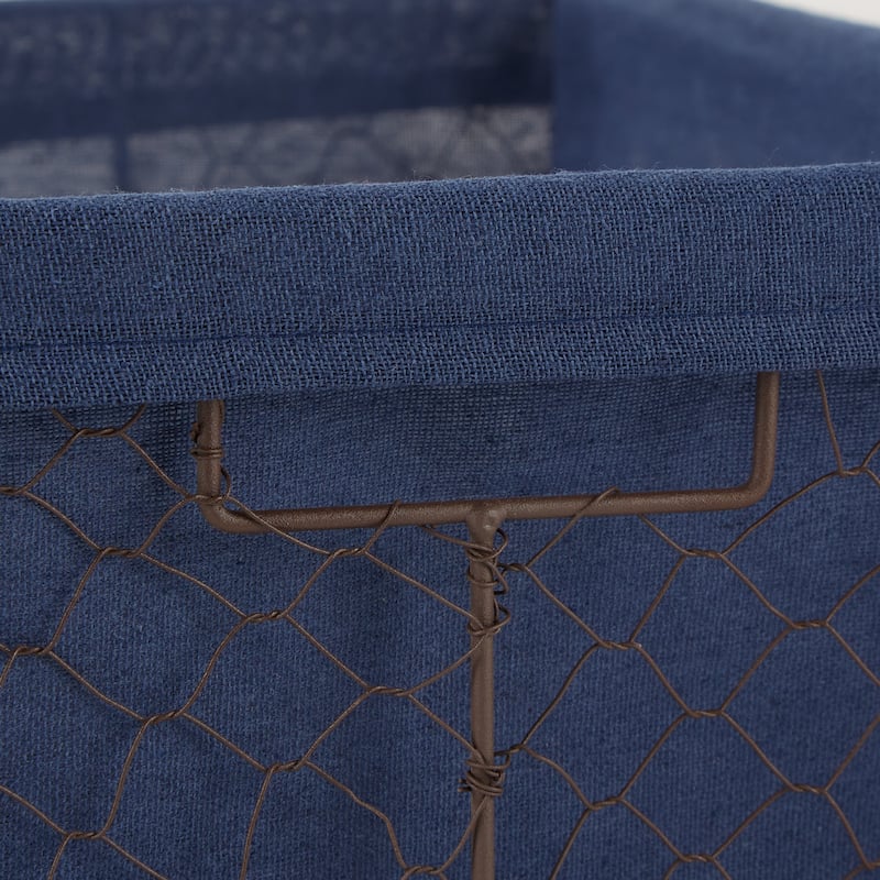 Asst Rustic Bronze Chicken Wire French Blue Liner Basket (Set of 5)