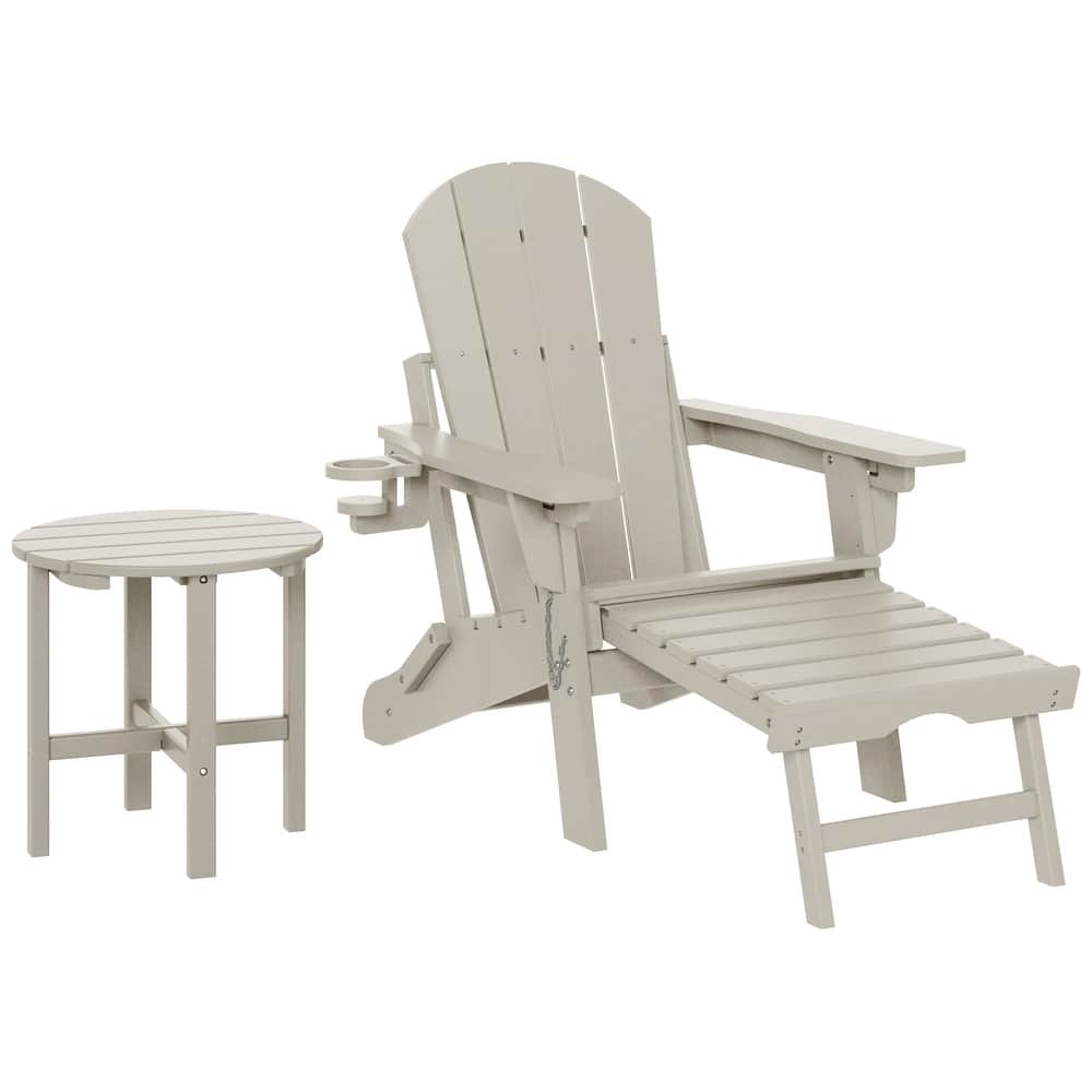 Laguna Outdoor Folding Adjustable Adirondack Chair with Hideaway Ottoman & Round Side Table