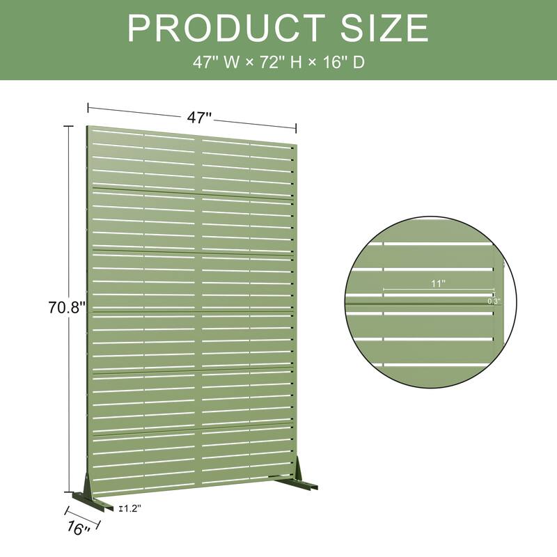 Dovelina 6ft.Outdoor Freestanding Metal Privacy Screen Decorative Garden Fence - 72"x47"