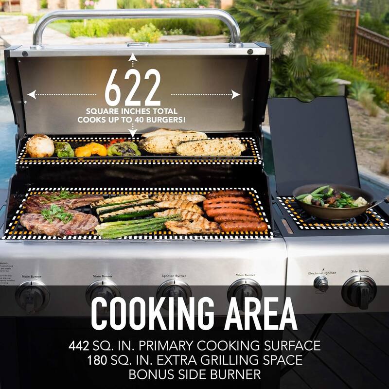 Kenmore 4-Burner Propane Gas Grill, Open Cart Style in Stainless Steel/Black