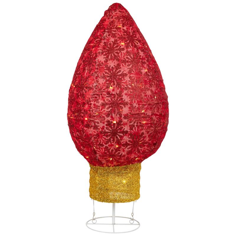 LED Lighted Retro Light Bulb Outdoor Christmas Decoration - 32" - Red - Warm White