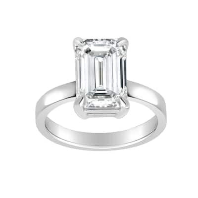 Auriya 14k Gold 5ctw Emerald-cut Lab grown Solitaire Diamond Engagement Ring (E-F VS)