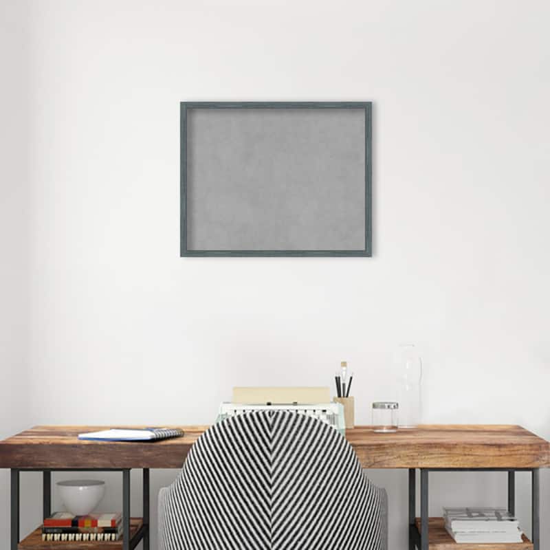 Amanti Art Dixie Blue Grey Rustic Narrow Framed Magnetic Board