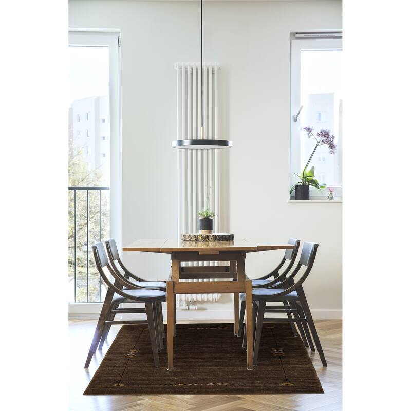 ECARPETGALLERY Hand Loomed Kashkuli Gabbeh Brown Wool Rug - 5'0 x 6'11