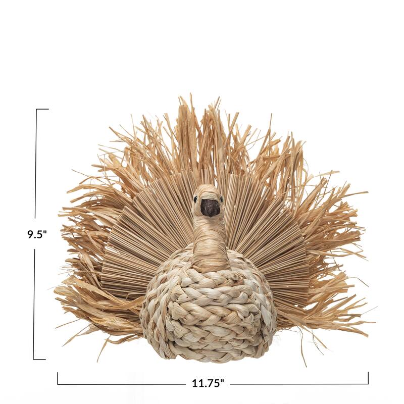 Autumnal Corn Husk Turkey Décor - 11.75" L x 8" W x 9.5" H