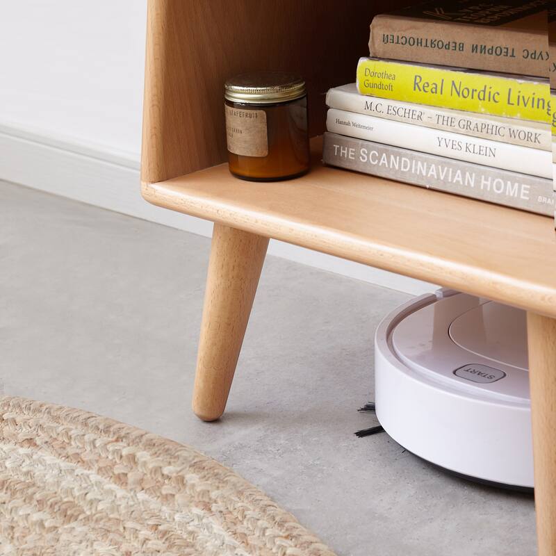 Solid Beech Wood Nightstand with Storage, Modern Nordic Design, Easy Assembly, Space-Saving Bedside Cabinet