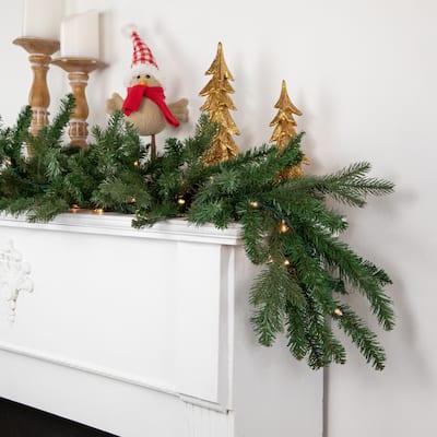 9' x 14" Pre-Lit Grande Spruce Artificial Christmas Garland Clear Lights