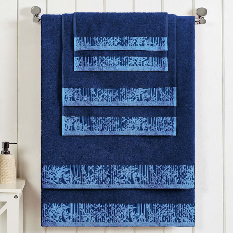 Superior Wisteria Cotton Floral Jacquard 6 Piece Bathroom Towel Set