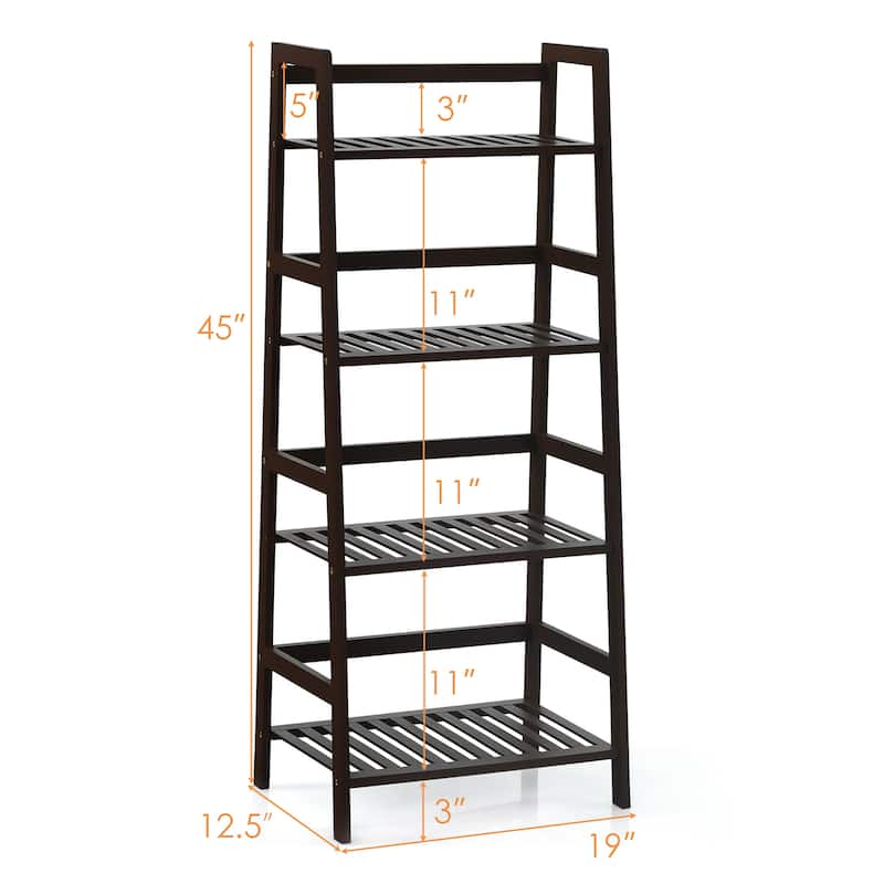 4-Tier Bamboo Ladder Shelf Plant Flower Display Stand