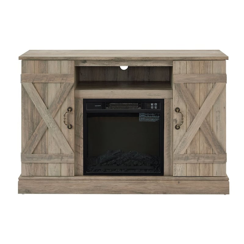 47"W Farmhouse TV Stand with 18-Inch Fireplace