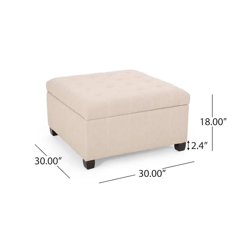 Tufted Fabric Storage Ottoman - Wheat Neutral Upholstered Solution