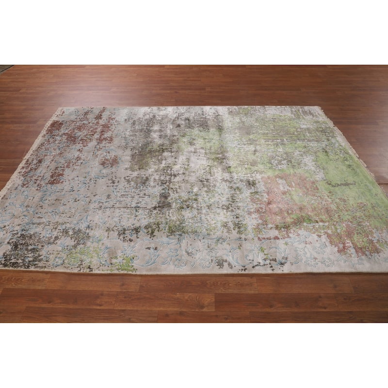 Multicolor Modern Abstract Area Rug Hand-Knotted Wool Carpet - 5'7"x 8'0"