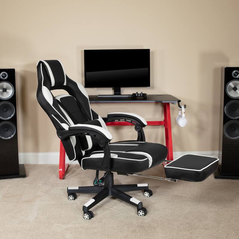 Ergonomic Gaming Chair -Recline Back/Arms, Footrest, Massaging Lumbar