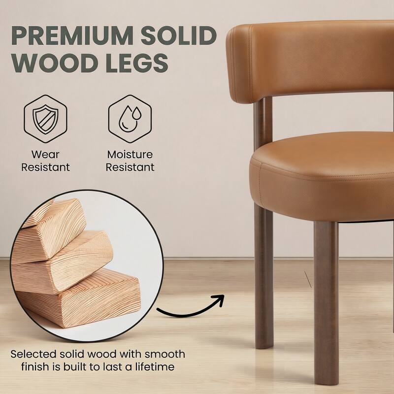 Modern Upholstered Dining Chairs with Solid Wood Legs Ergonomic Backrest - Set of 2