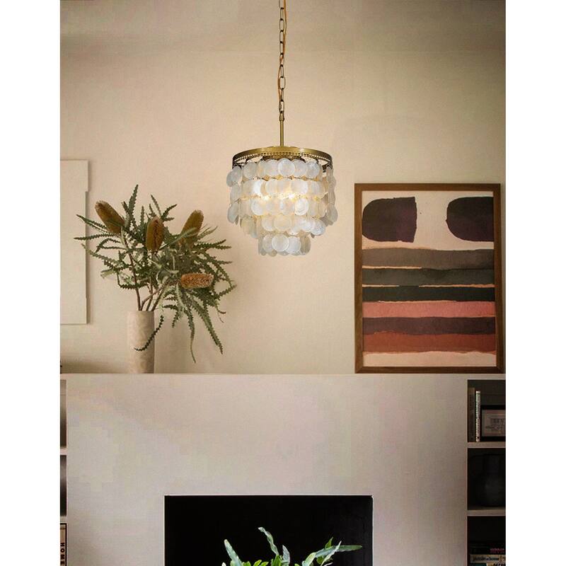 DancyHome Mese - 3 Light Coastal Capiz Shell Chandelier